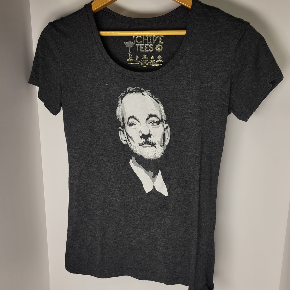 Chive Tees Bill Murray Graphic T-Shirt Charcoal Heather Gray Womens Medium M